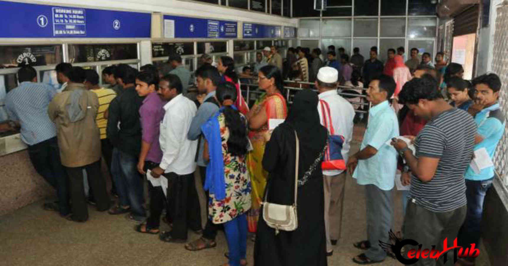 Ticket booking line in station 