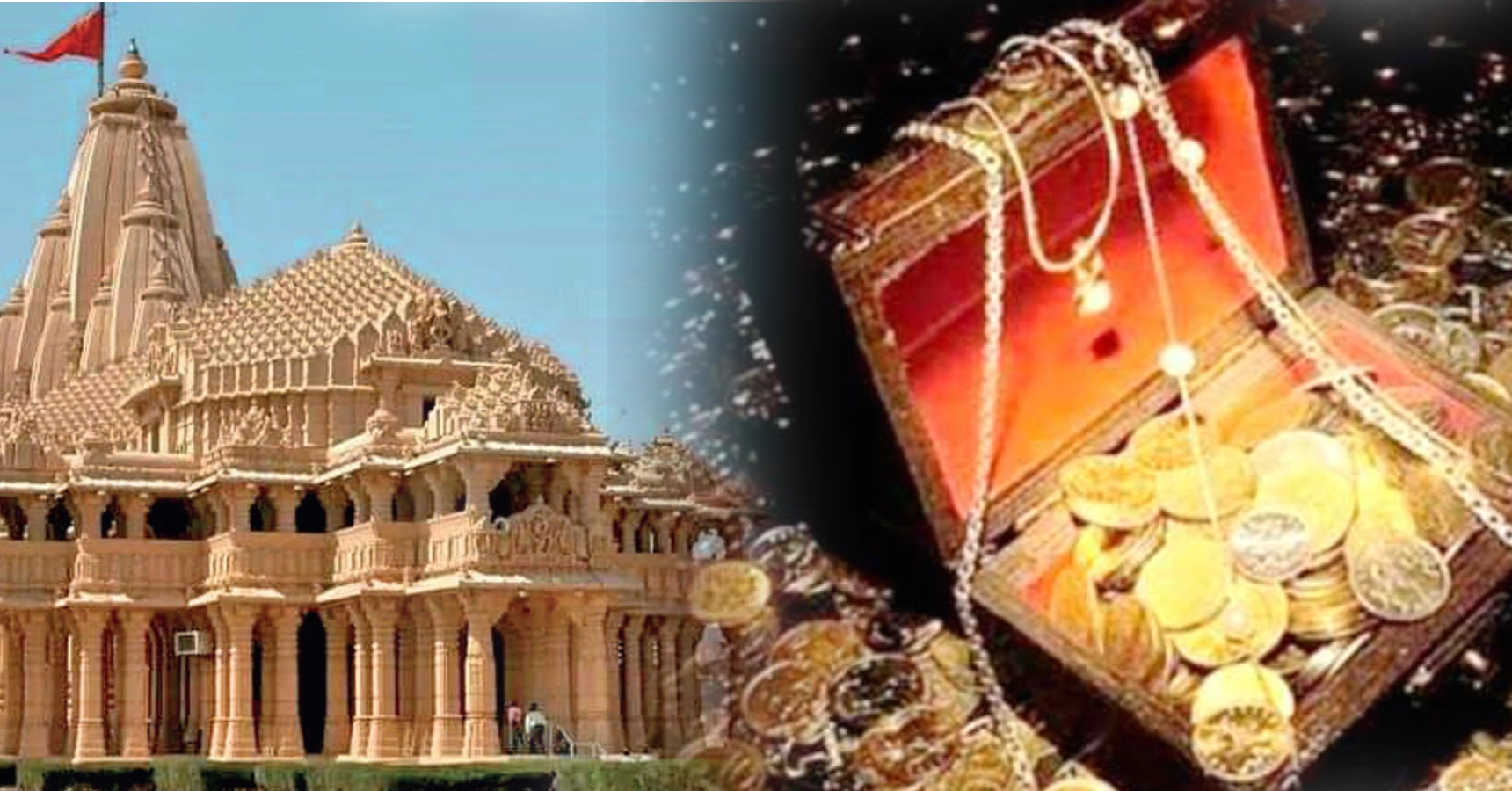 Indian mandir have many gold, diamond, money and property